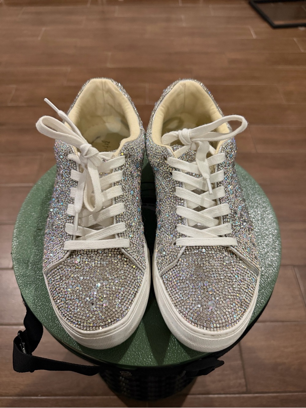Betsey Johnson Crystal Embellished Women's Lace-Up Sneakers - Silver